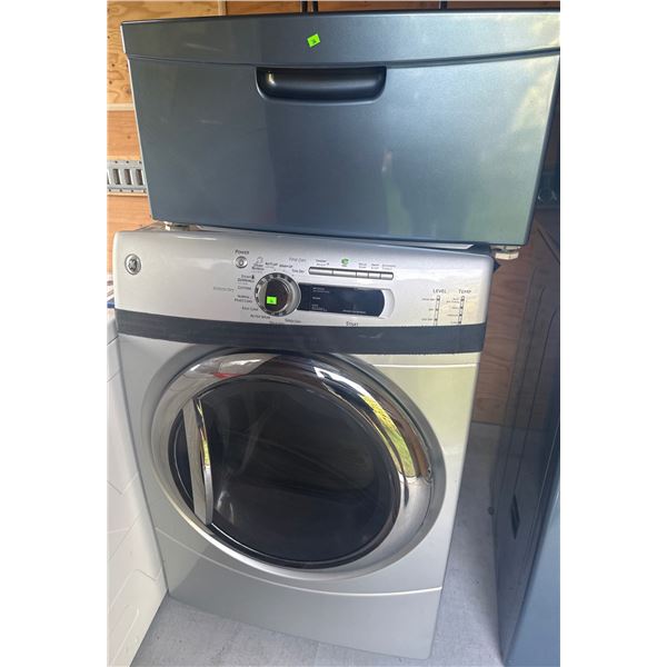 GE Front Load Electric Dryer with Pedestal Storage Drawer
