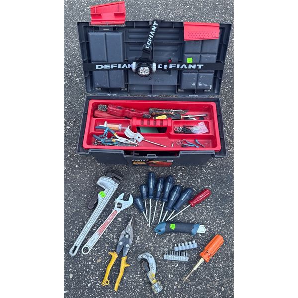 Toolbox With Hand Tools, Defiant Headlamp, Screwdriver Set