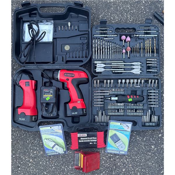 Airco 14.4V Drill Set with Cordless Flashlight and Drill Bit Accessory Kit