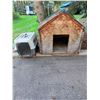 Image 2 : Large Wood Dog House With Shingle Roof and Plastic Pet Carrier
