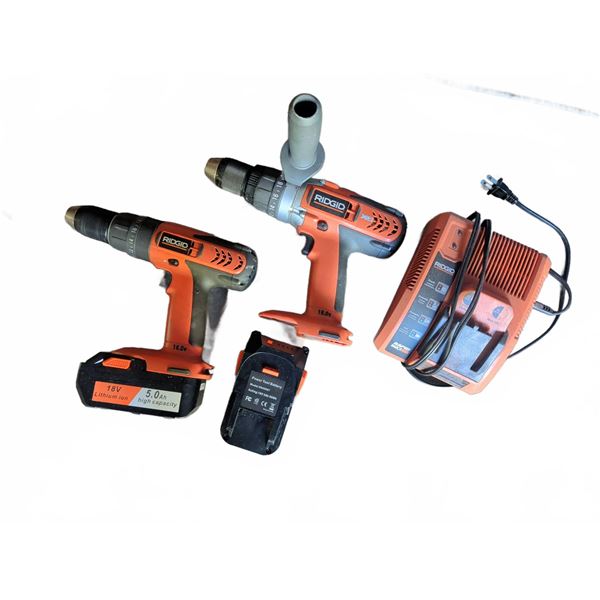 RIDGID 18V Cordless Drill Set with 2 Batteries and Charger