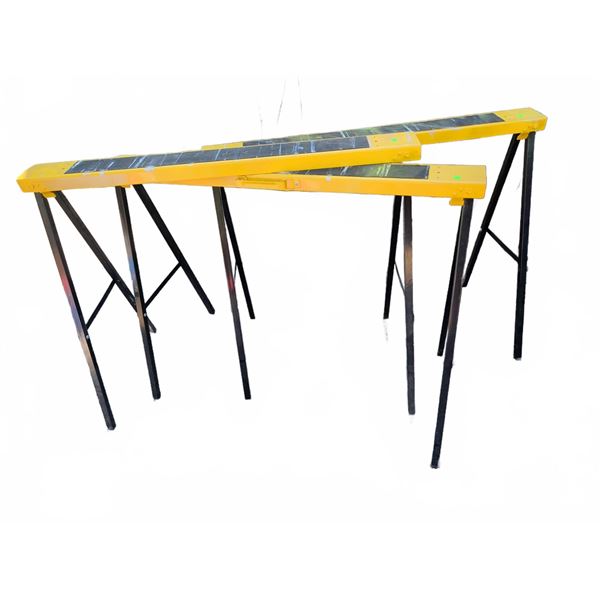 3 Folding Metal Sawhorses with Yellow Tops