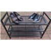 Image 2 : New Metal Mesh 3-Tier Shoe Rack w/ 2 New Pairs of Men's Shoes