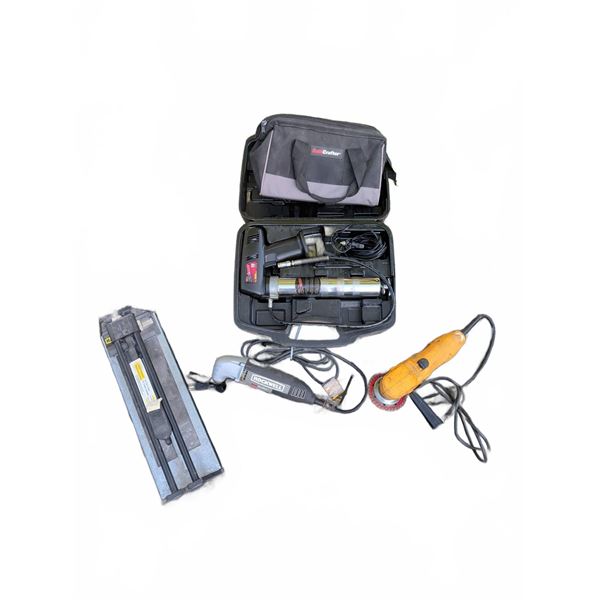 Rockwell, DeWalt, and Tool Lot Including Grease Gun and Tile Cutter