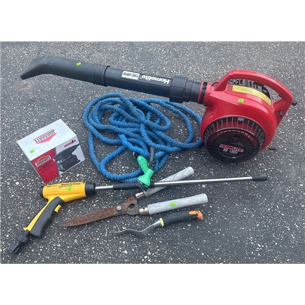 Homelite HB-180V Leaf Blower, Jobmate Sander, and Garden Tools Lot