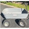 Image 2 : Rubbermaid Grey Plastic Utility Wagon with Steel Handle and Pneumatic Tires
