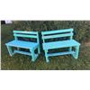 Image 1 : Painted Wood Garden Benches with Light Blue Finish