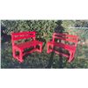 Image 1 : Red Painted Wooden Outdoor Benches