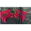 Image 4 : Red Painted Wooden Outdoor Benches
