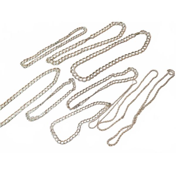 7 Gold Tone Costume Chain Necklaces