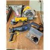 Image 2 : Power Tool Lot: DEWALT Circular Saw, Angle Grinder, Reciprocating Saw, Accessories