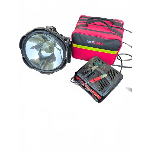 Cyclops Spotlight, MotoMaster Charger, and Safe To Go Emergency Kit