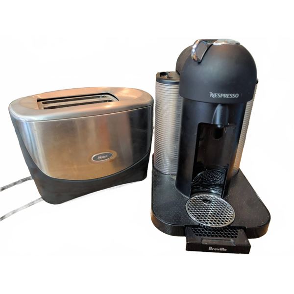 Nespresso Breville Vertuo Coffee Machine and Oster Toaster