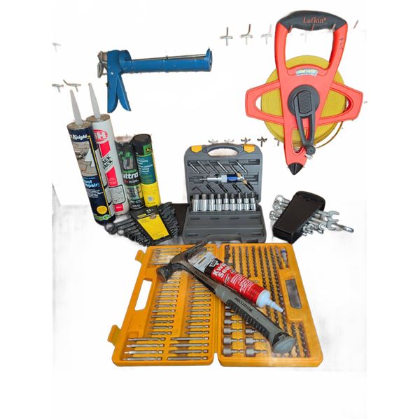 Hand Tools Lot Including Maximum Hammer, Stanley Wrenches, and Lufkin Tape
