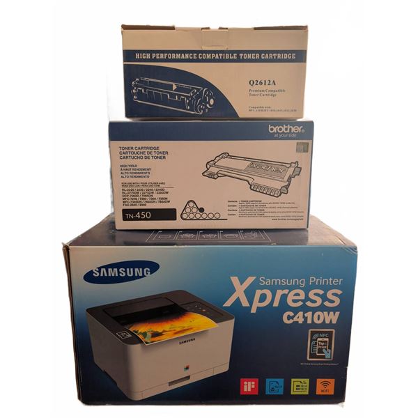 New Samsung Xpress C410W Printer with Toner and Drum Units