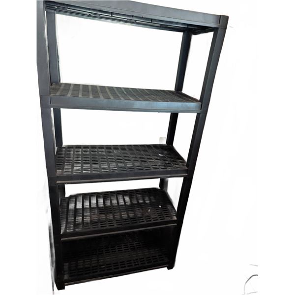 Five-Tier Black Plastic Shelving Unit