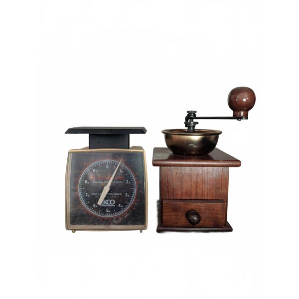 Kitchen Green Scale and Manual Coffee Grinder Set