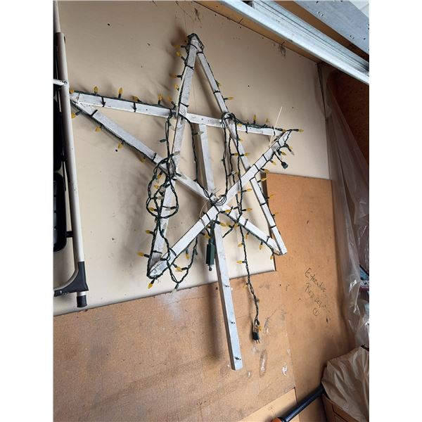 Large Wooden Star Frame with Mounted String Lights