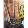 Image 1 : Shed Contents Including Rake, Garden Tools, Hand Tools, and Accessories