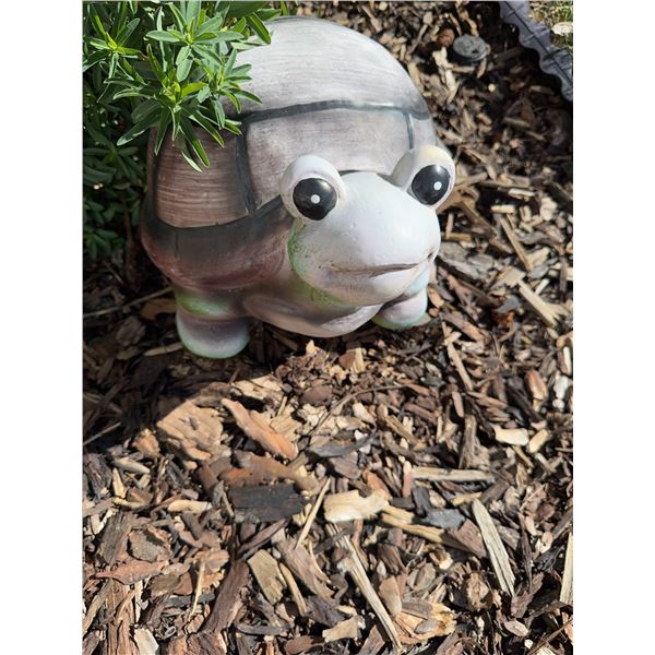 Ceramic Turtle Garden Figurine with Painted Shell