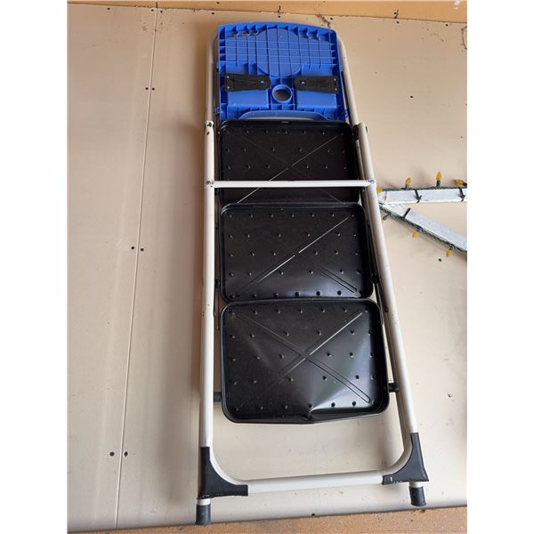 Folding Step Ladder With Two Black Steps And Blue Platform
