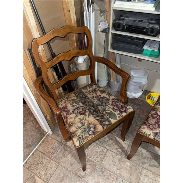 Wooden Dining Chairs with Floral Upholstered Seats