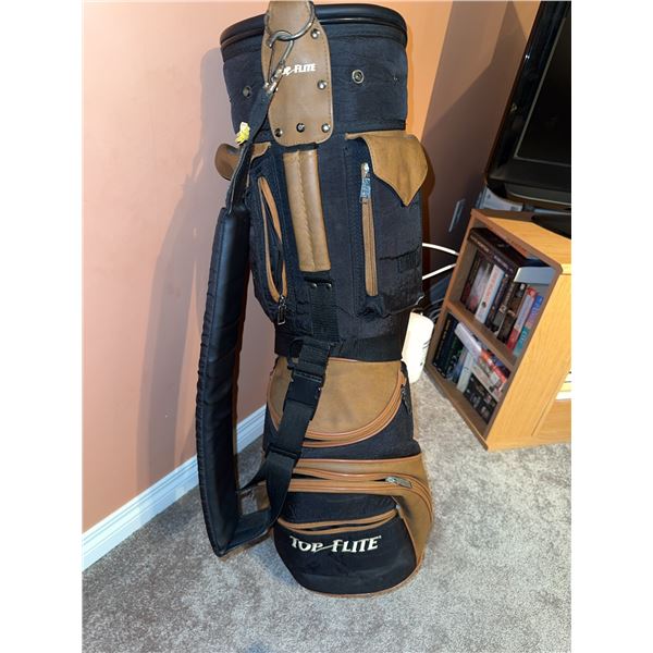 Top Flite Golf Bag with Telus Branding, Black and Brown