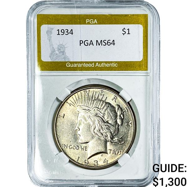1934 Silver Peace Dollar PGA MS64