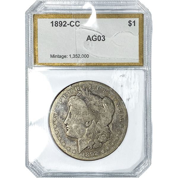 1892-CC Morgan Silver Dollar PCI AG03