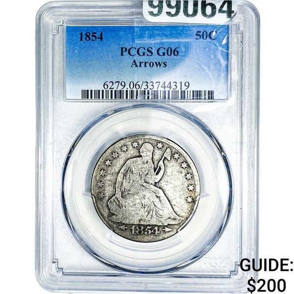 1854 Seated Liberty Half Dollar PCGS G06 Arrows