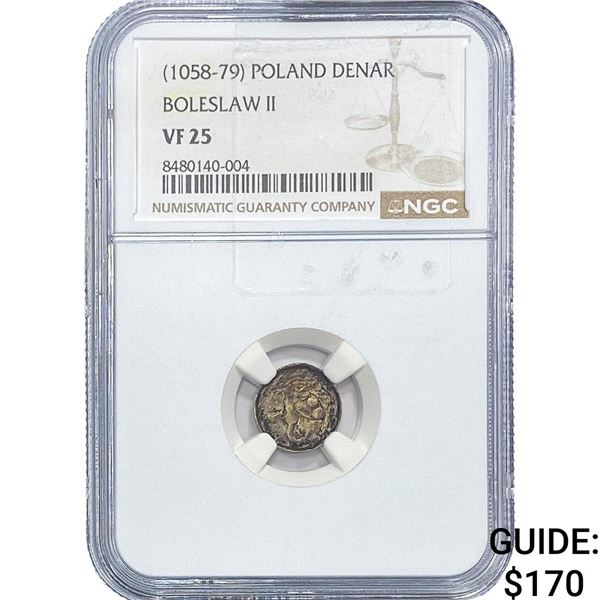 (1058-79) Poland Boleslaw II Silver Denar NGC VF25