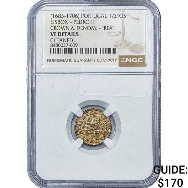 (1683-1706) Portugal Pedro II Silver 1/2 Tostao NGC VF Details