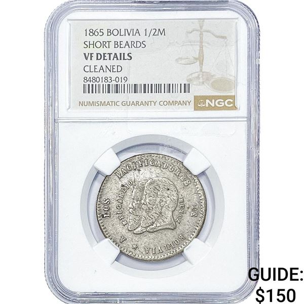 1865 Bolivia Silver 1/2 Melgarejo NGC VF Details