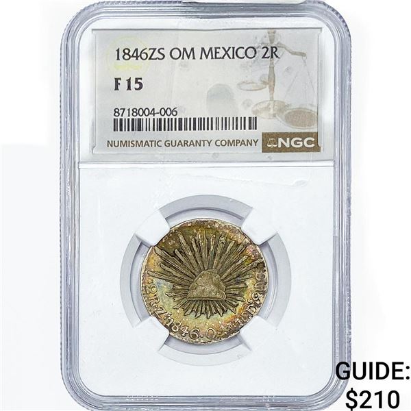 1856-ZS Mexico Silver 2 Reales NGC F15