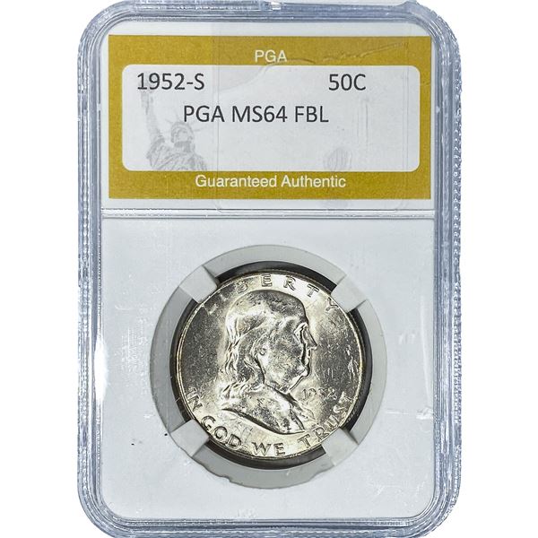 1952-S Franklin Half Dollar PGA MS64 FBL
