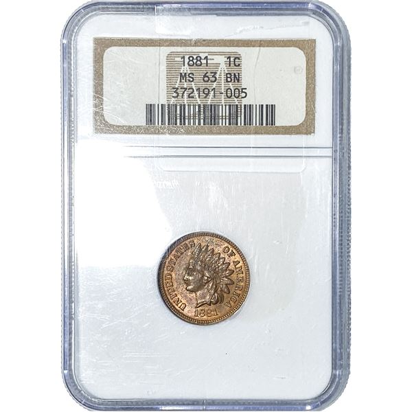 1881 Wheat Cent NGC MS63 BN