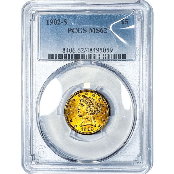 1902-S $5 Gold Half Eagle PCGS MS62