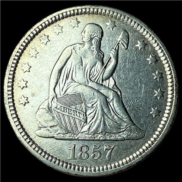 1857 Silver Seated Liberty Quarter CHOICE AU