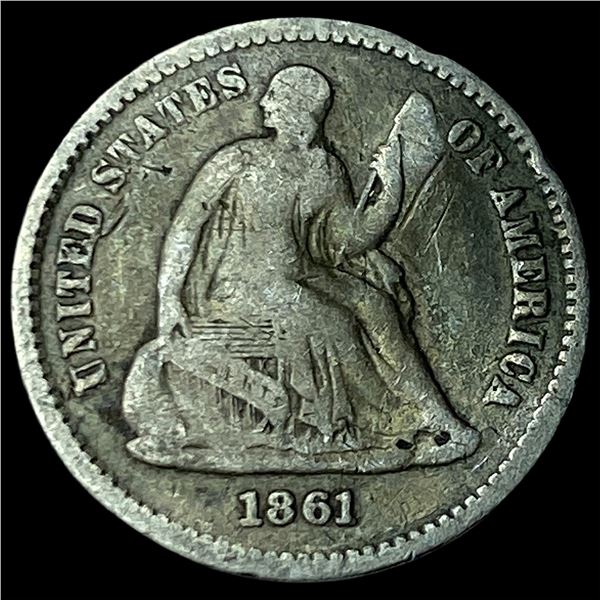 1861 Seated Liberty Half Dime LIGHTLY  CIRCULATED