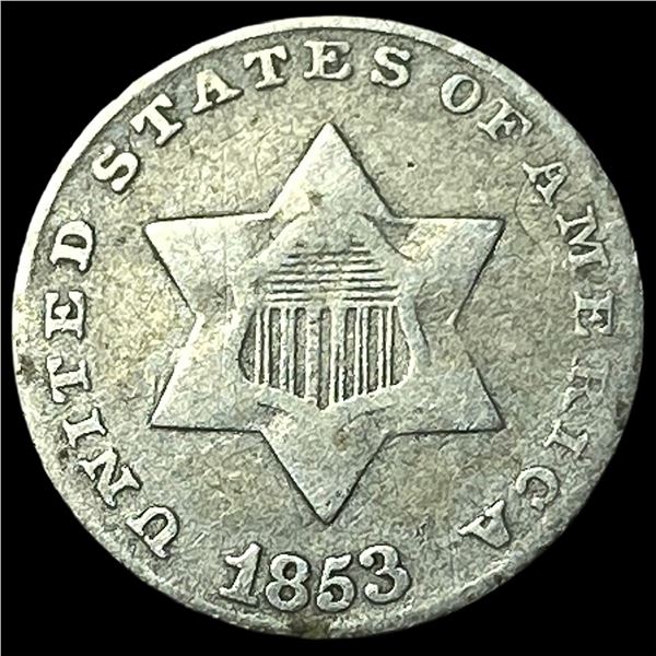 1853 Silver Three-Cent Piece LIGHTLY  CIRCULATED
