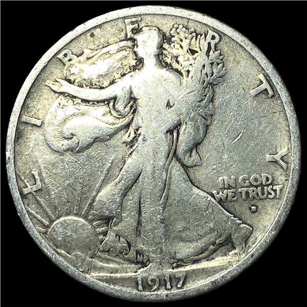 1917-D Silver Walking Liberty Half Dollar  LIGHTLY CIRCULATED