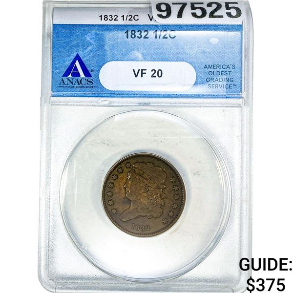 1832 Classic Head Half Cent ANACS VF20