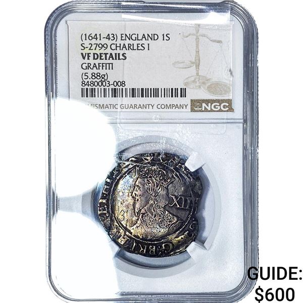 (1641-43) Medieval England Charles I Silver 1 Shilling NGC VF Details