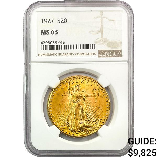 1927 $20 Gold Double Eagle NGC MS63