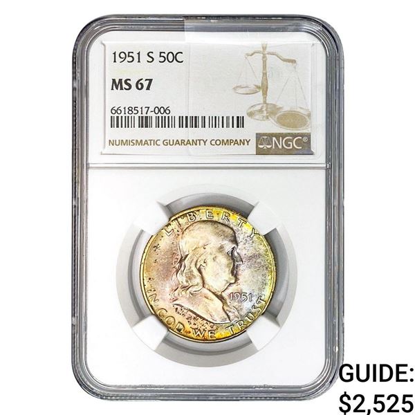 1951-S Franklin Half Dollar NGC MS67