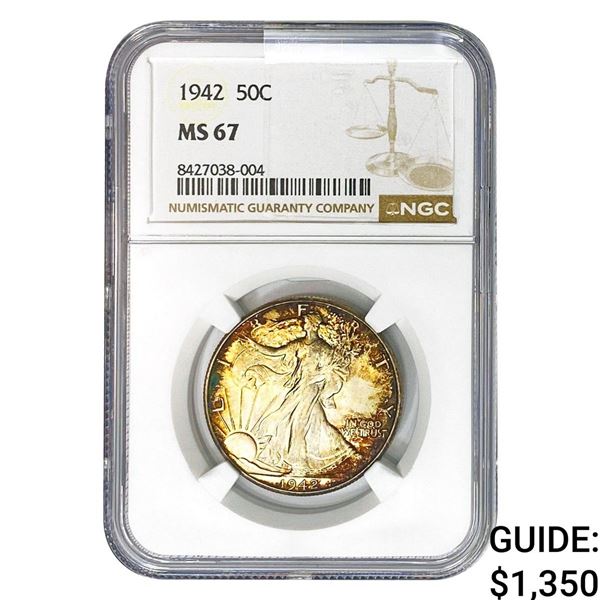 1942 Walking Liberty Half Dollar NGC MS67