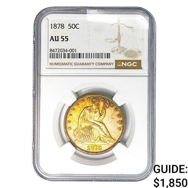 1878 Seated Liberty Half Dollar NGC AU55