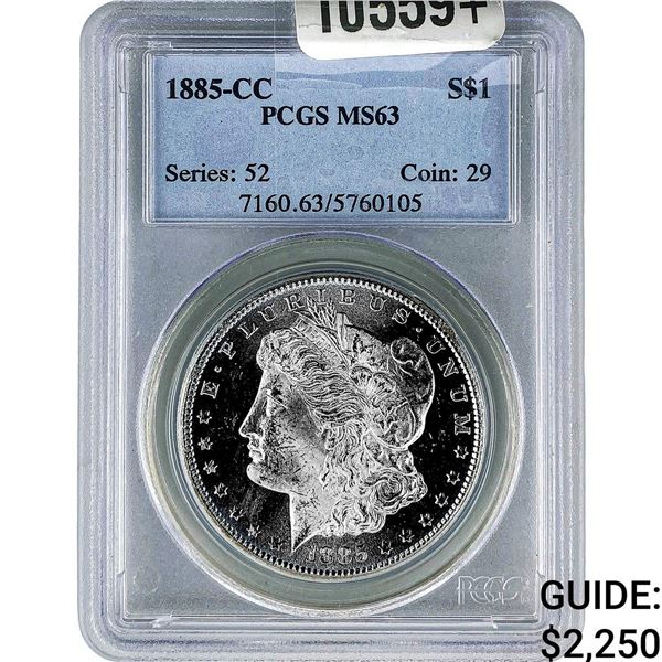 1885-CC Morgan Silver Dollar PCGS MS63
