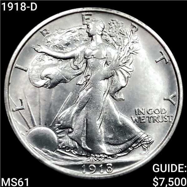 1918-D Walking Liberty Half Dollar UNCIRCULATED
