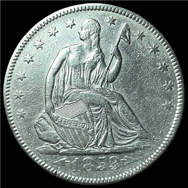 1853 Arrows/Rays Silver Seated Liberty Half  Dollar CLOSELY UNCIRCULATED